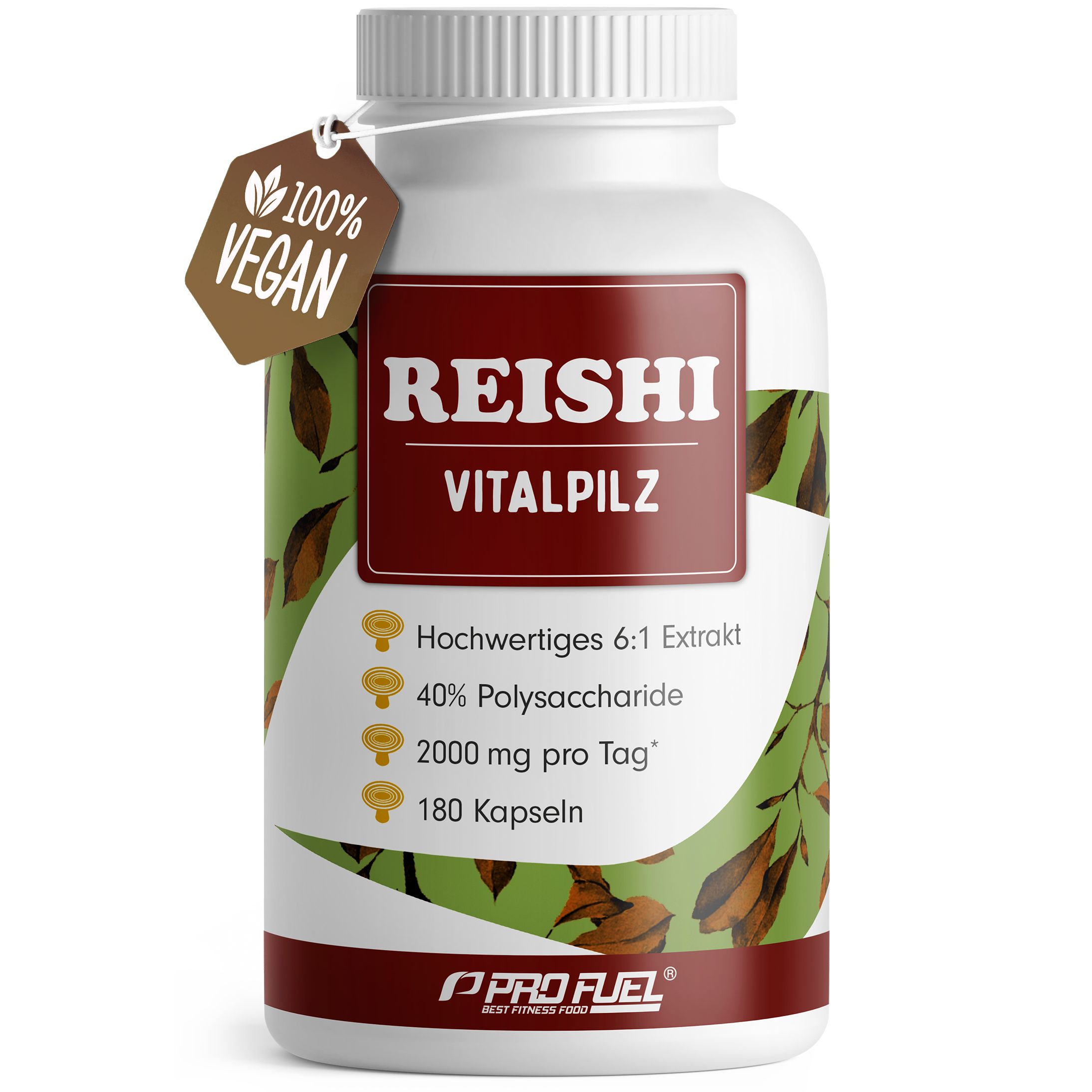 ProFuel - Reishi Kapseln 180x 2000 mg Pilz-Extrakt aus Ganoderma lucidum 180 St