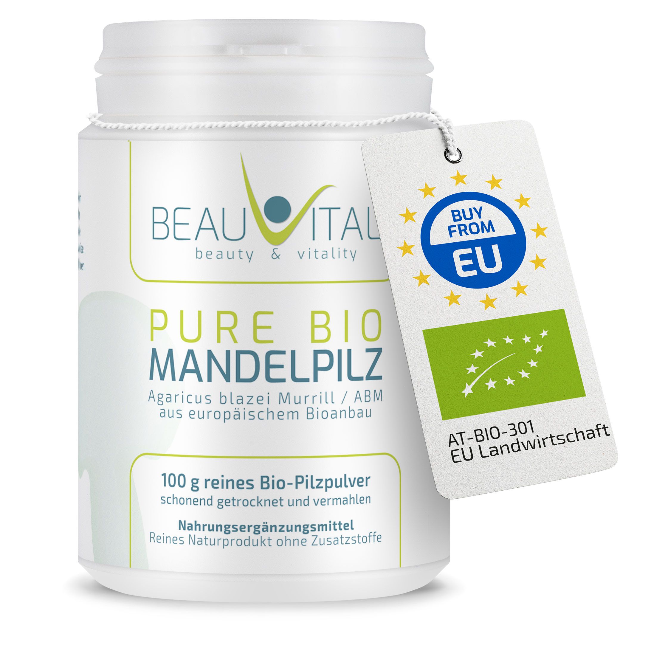 BEAUVITAL® Pure Bio Mandelpilz Pulver, (Agaricus blazei Murrill) aus EU-Anbau