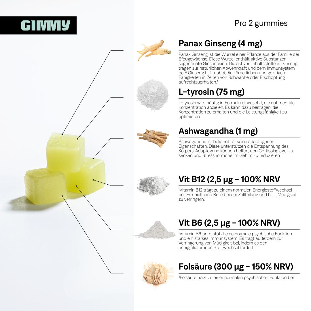 GIMMY Focus Gummies - Nahrungsergänzungsmittel für mehr Konzentration