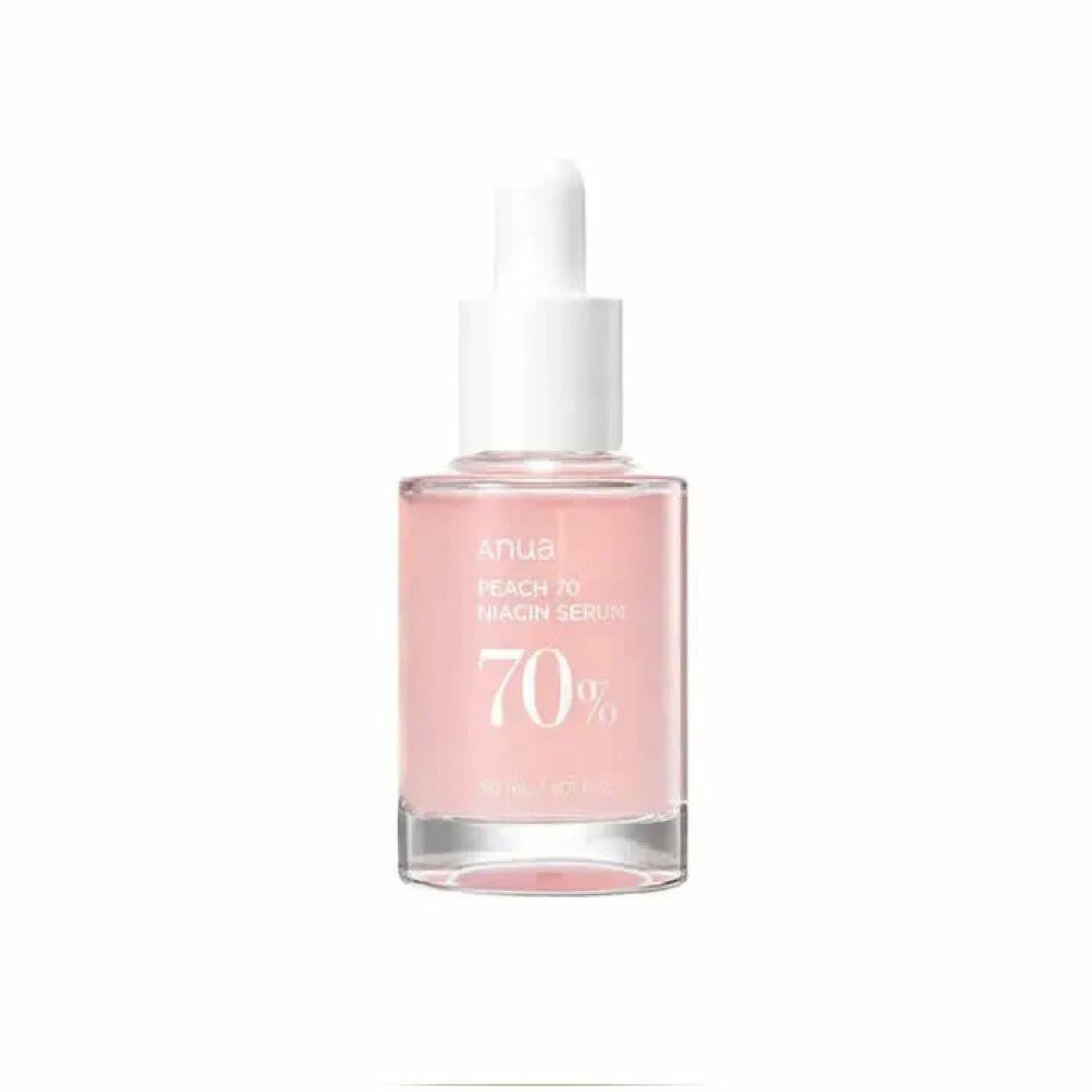 ANUA Pfirsich 70 Niacinamid Serum Flasche auf weißem Hintergrund.