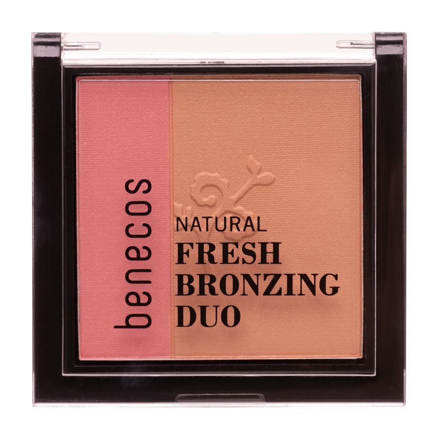 Benecos Natural Fresh Bronzing Duo mit zwei Farbtönen: Rosa und Orange-Braun.