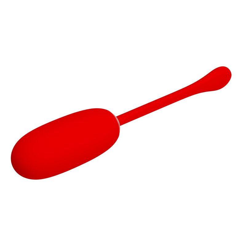 Rotes Vibrations-Ei mit Stiel. Das Ei ist oval und mit dem Stiel verbunden. Der Stiel hat eine abgerundete Spitze.
