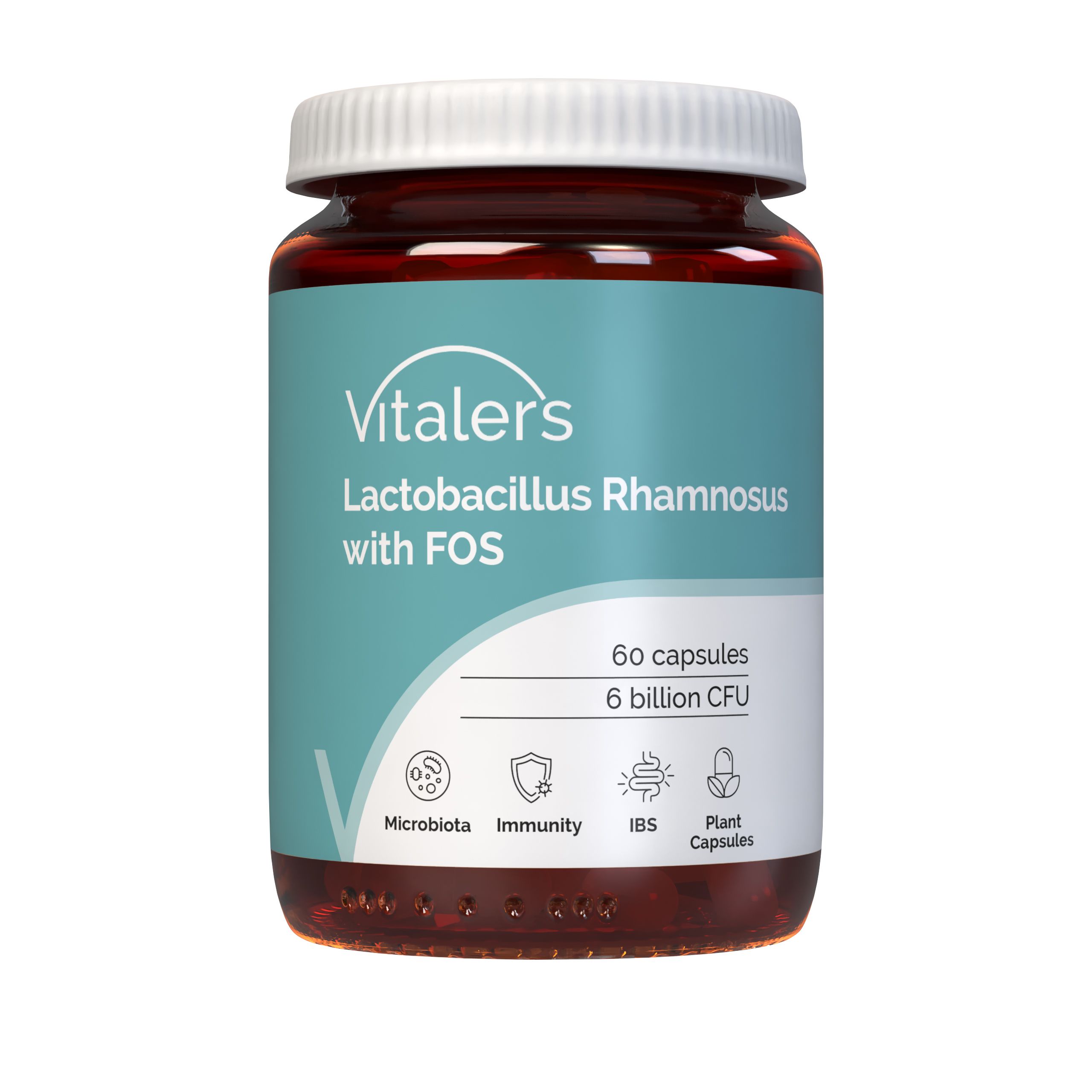 Vitaler's Lactobacillus Rhamnosus mit FOS: Flasche mit 60 Kapseln, 6 Milliarden KBE.