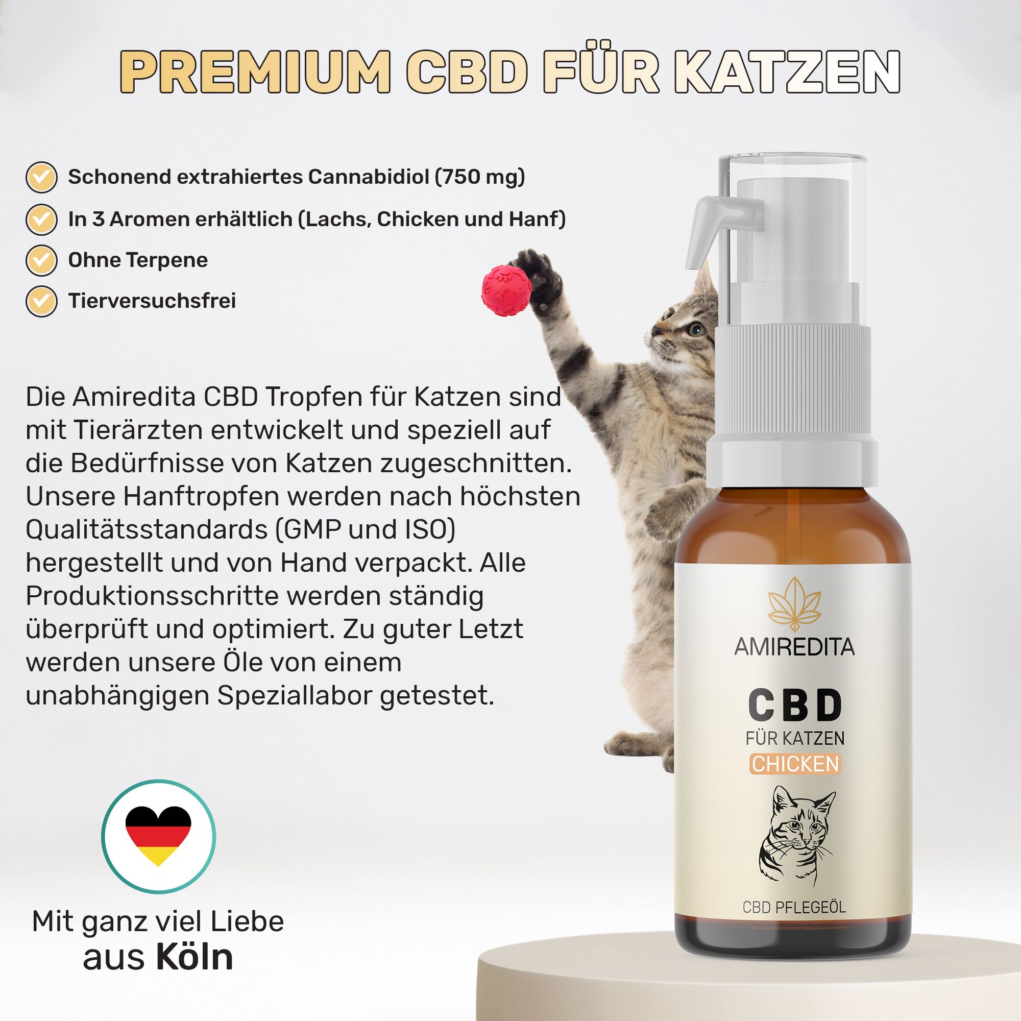 Amiredita CBD Öl Katzen 750mg - Huhnaroma