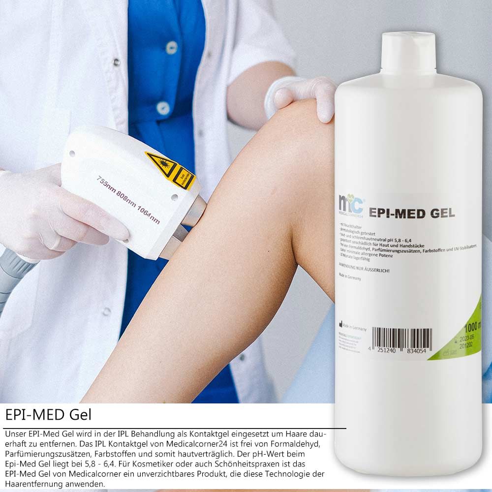 Anwendung von EPI-MED GEL während einer IPL-Behandlung am Bein.