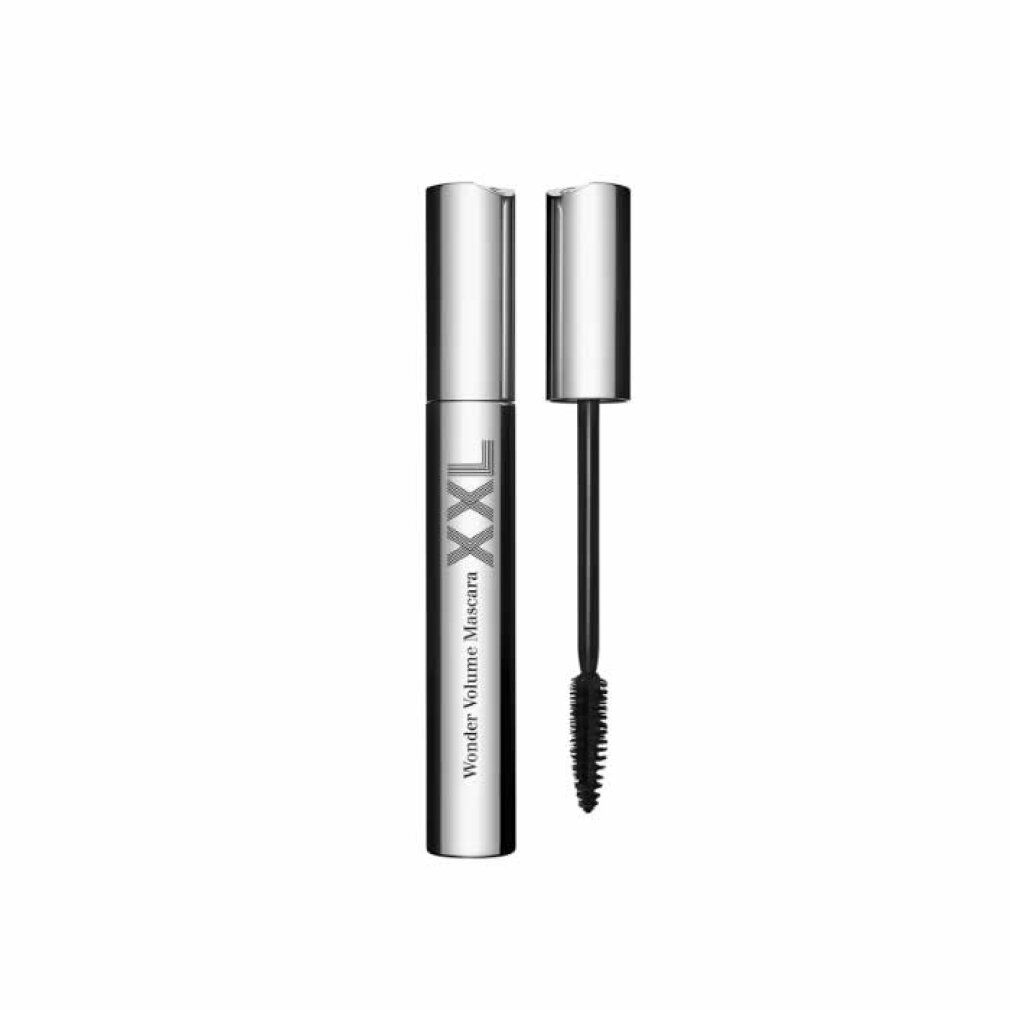 Silberne Mascarahülse mit schwarzer Bürste. Aufschrift: XXL Wonder Volume Mascara.