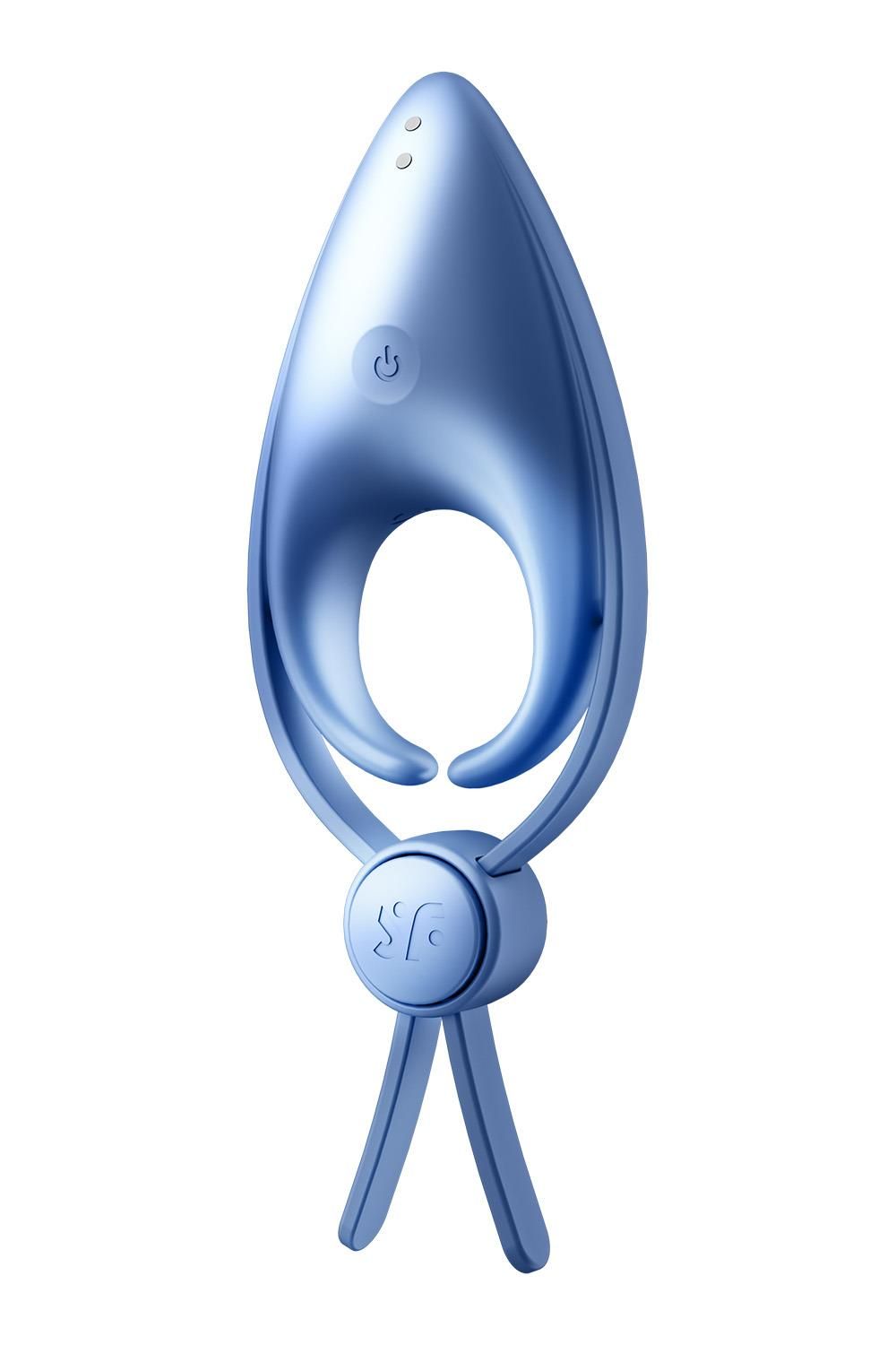 Satisfyer Sniper Ring Vibrator in Blau, Seitenansicht.