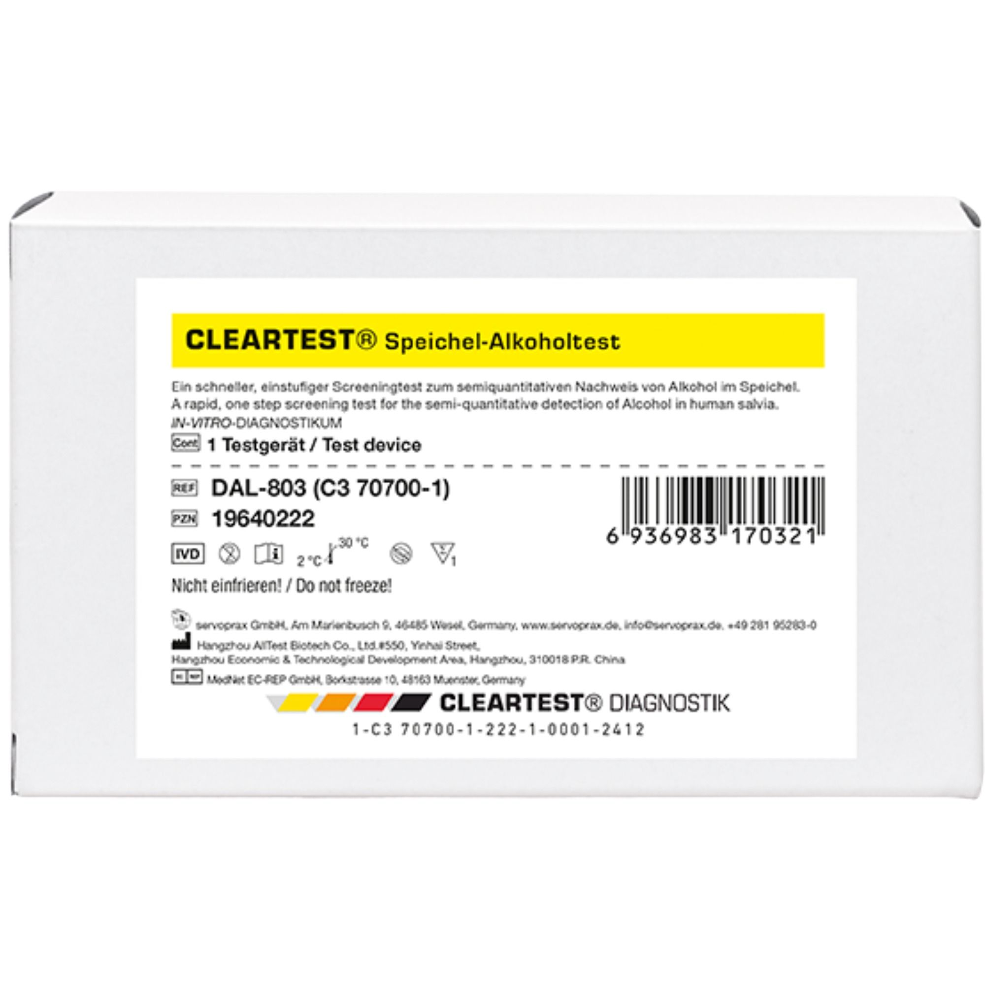 CLEARTEST Speichel Alkoholtest Schnelltest zur Bestimmung der Blutalkoholkonzentration