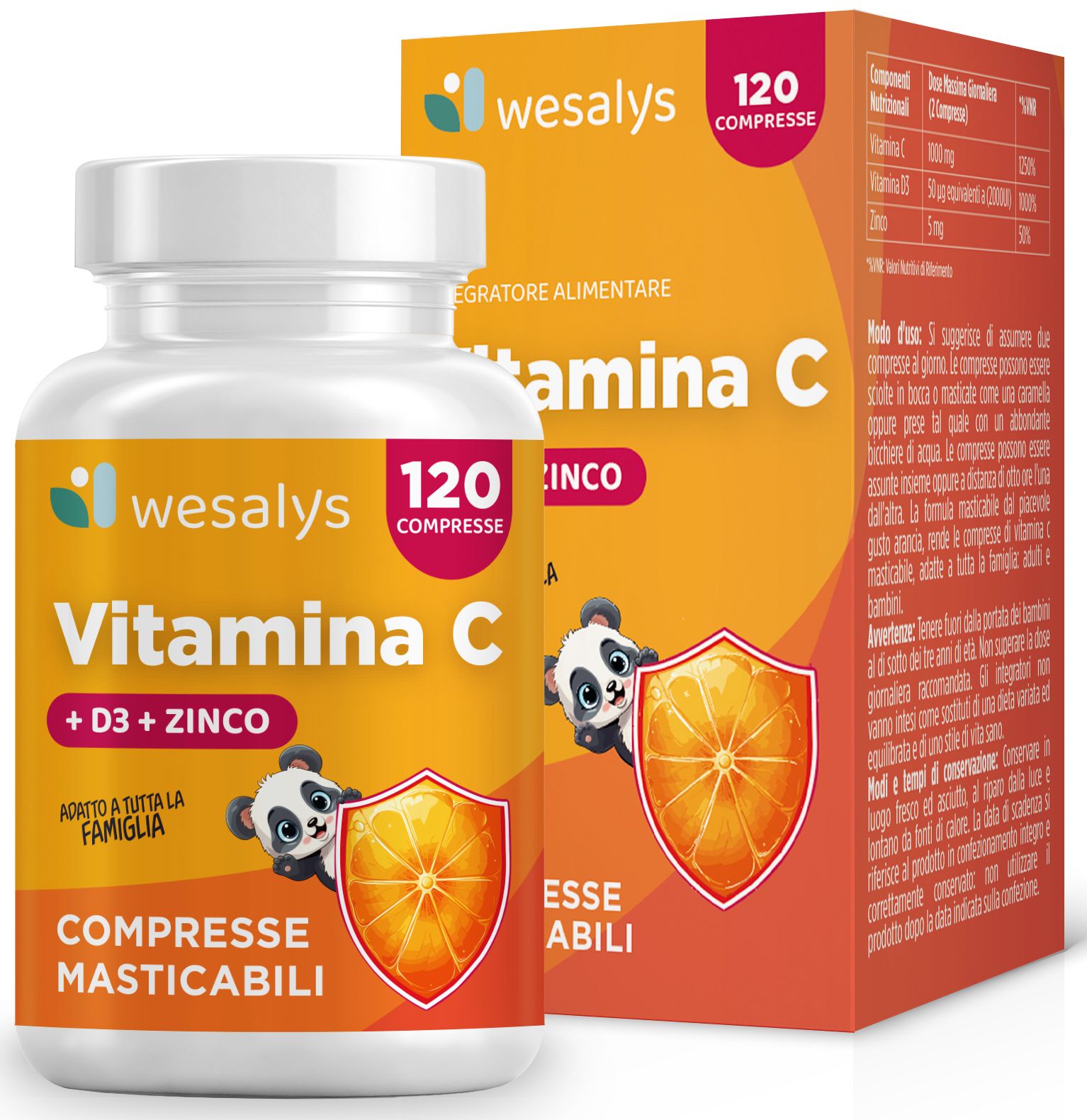 Vitamina C D3 Zinco WESALYS® - Integratore alimentare per sostenere il sistema immunitario