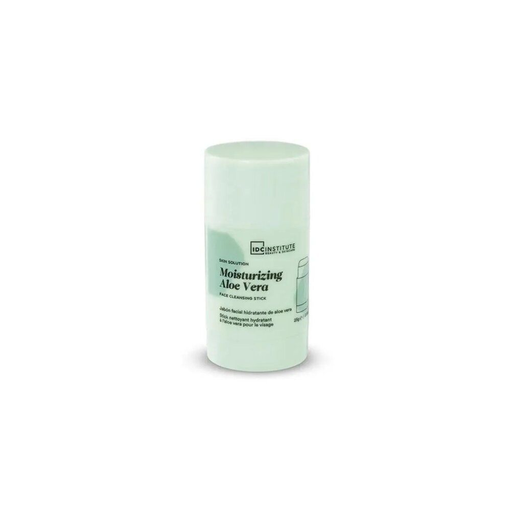 Zylindrischer, hellgrüner Stick. Aufschrift: Moisturizing Aloe Vera, Face Cleansing Stick. Marke: IDC Institute.