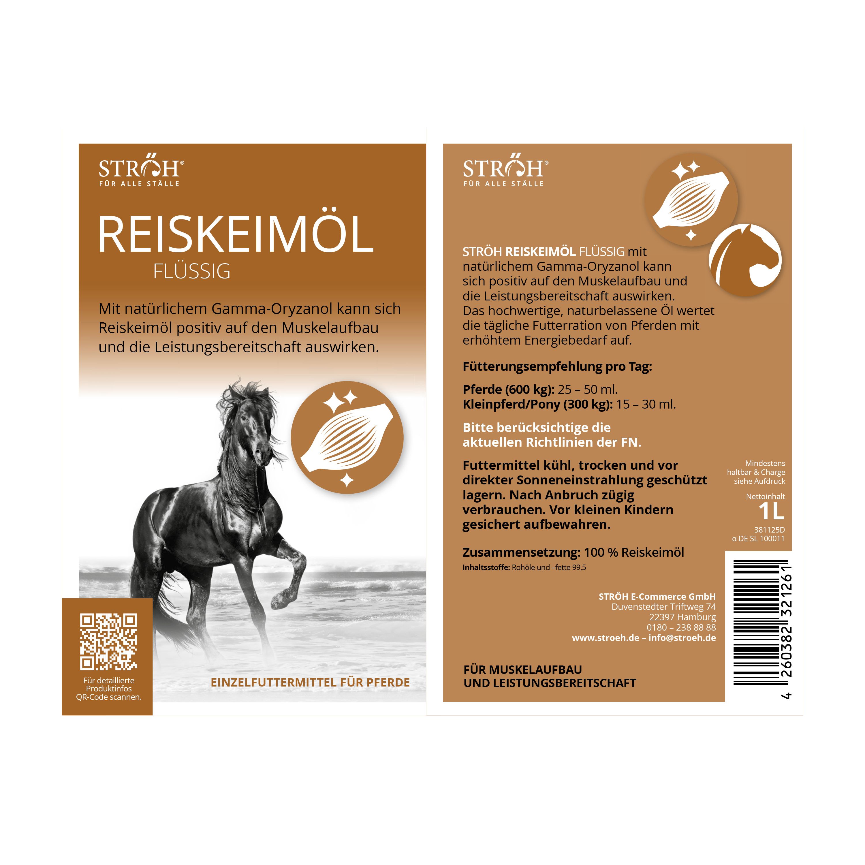 Produktverpackung mit Etikett und Produktbezeichnung. Text und Logo. 1L-Angabe.