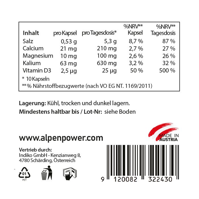 AlpenPower Salz - Mineralstoffkapseln 103,6 g Kapseln