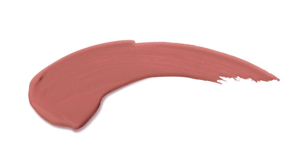 Ausstrich von Lippenfluid in Rosa-Braun. Der Hintergrund ist weiß.