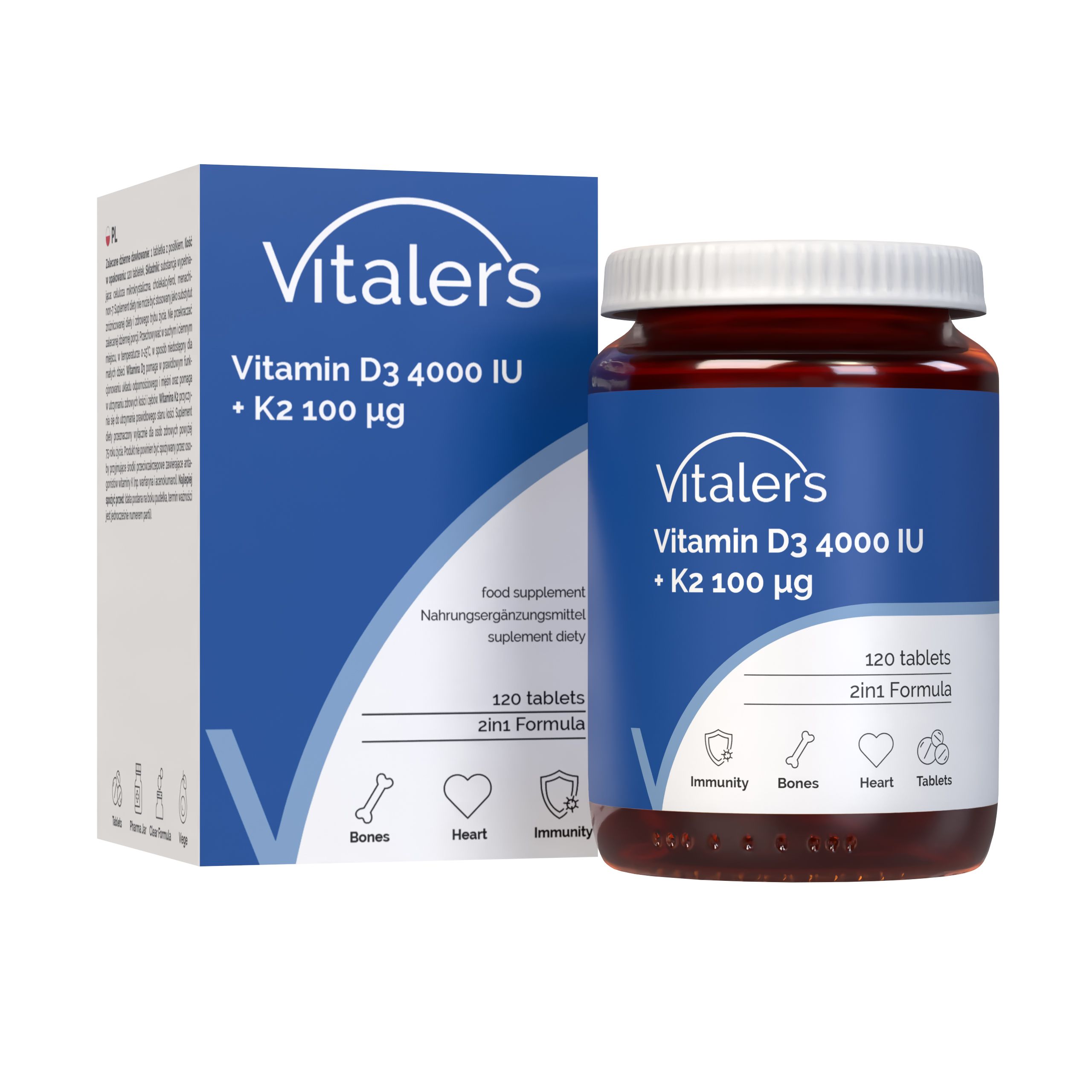 Vitaler’s Vitamin D3 4000 IU + K2 Mk-7 100 µg - 120 Tabletten St