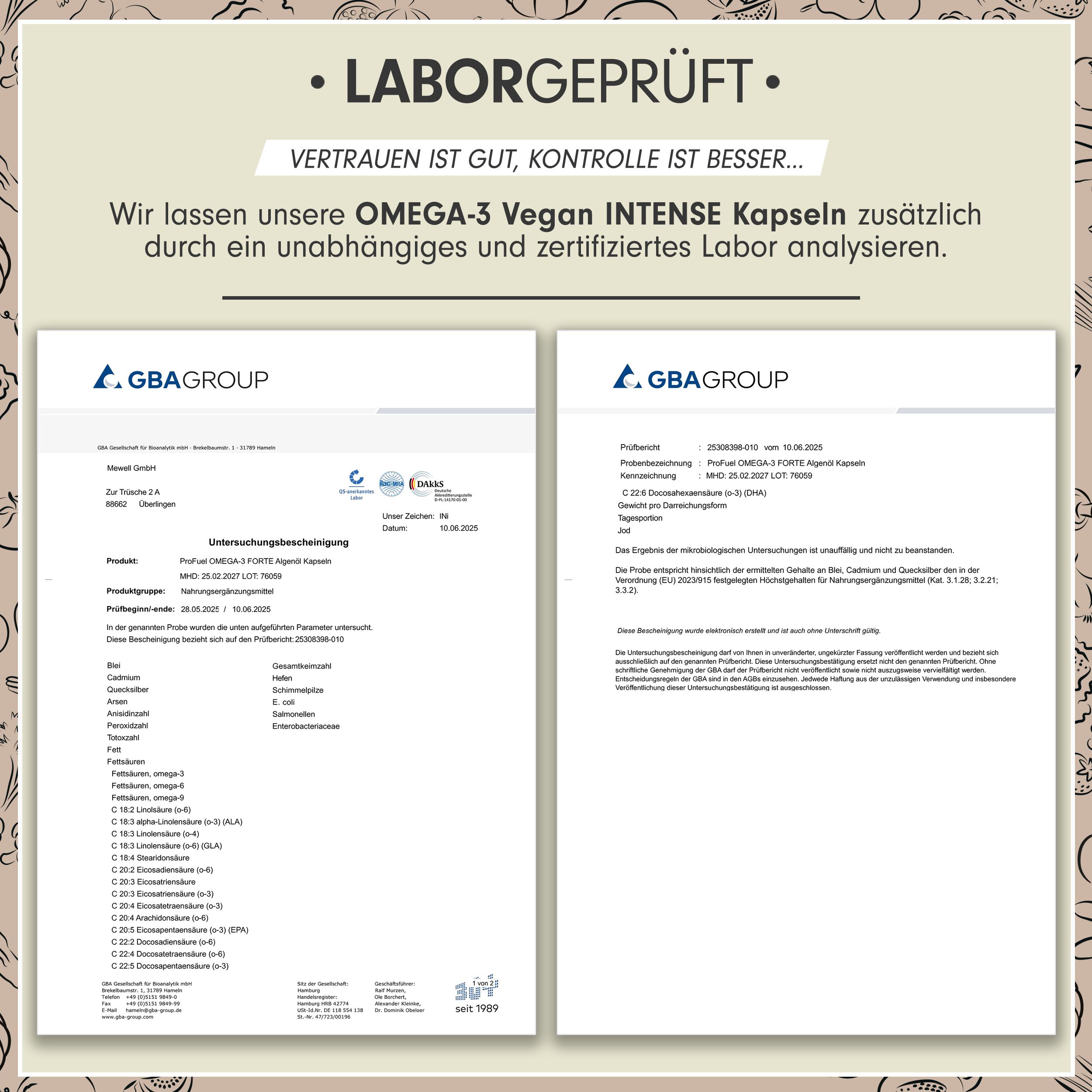 Laborgeprüft: Vertrauen ist gut, Kontrolle ist besser. Analyse von Omega-3 Vegan Intense Kapseln.
