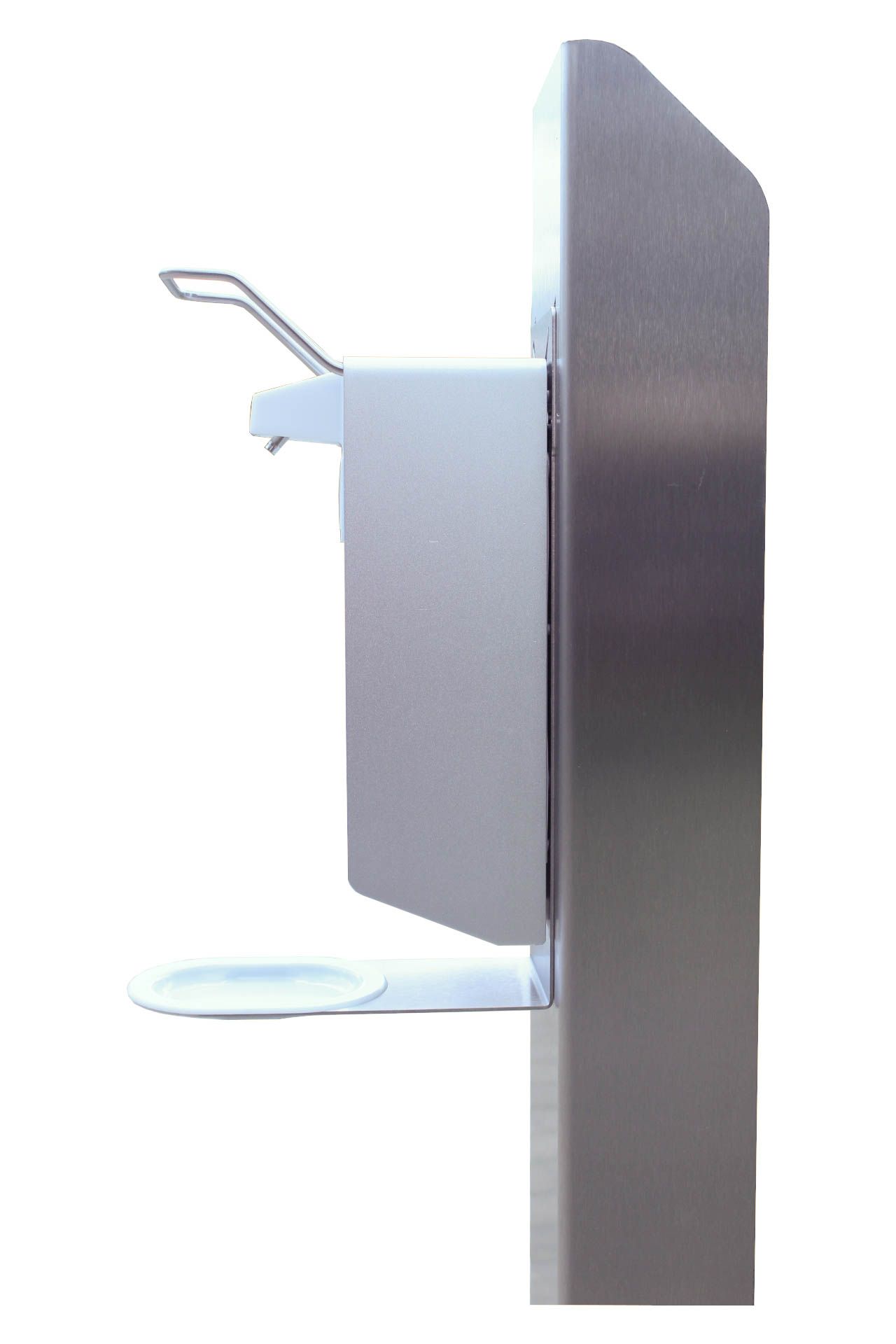 Medi-Inn Hygienetower Desinfektionssäule Edelstahl mit Desinfektionsspender und Tropfschale
