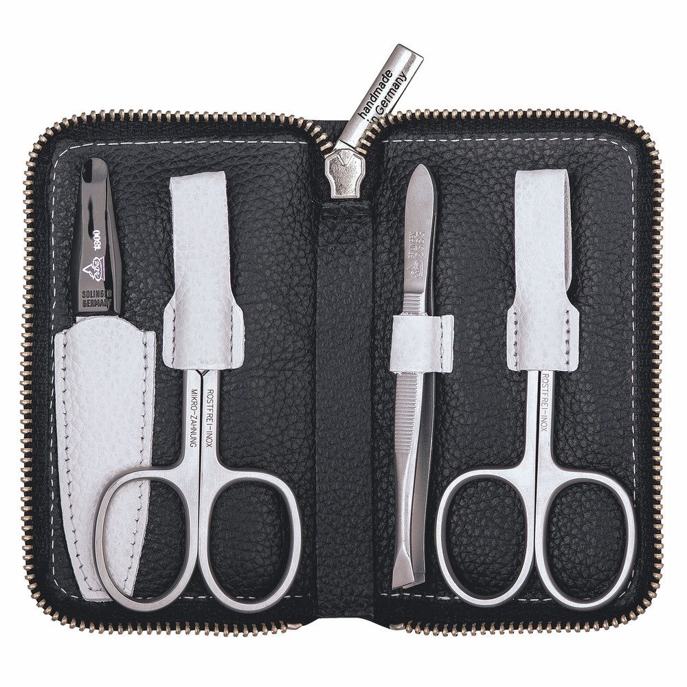 Erbe Solingen Maniküre Reißverschlussetui inox Schwarz Weiß 4-teilig 1 St Set