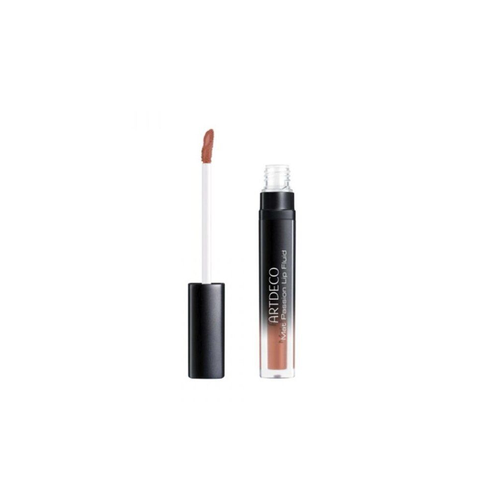 ARTDECO Mat Passion Lip Fluid mit herausgezogenem Applikator, zeigt die Textur und das Fläschchen.