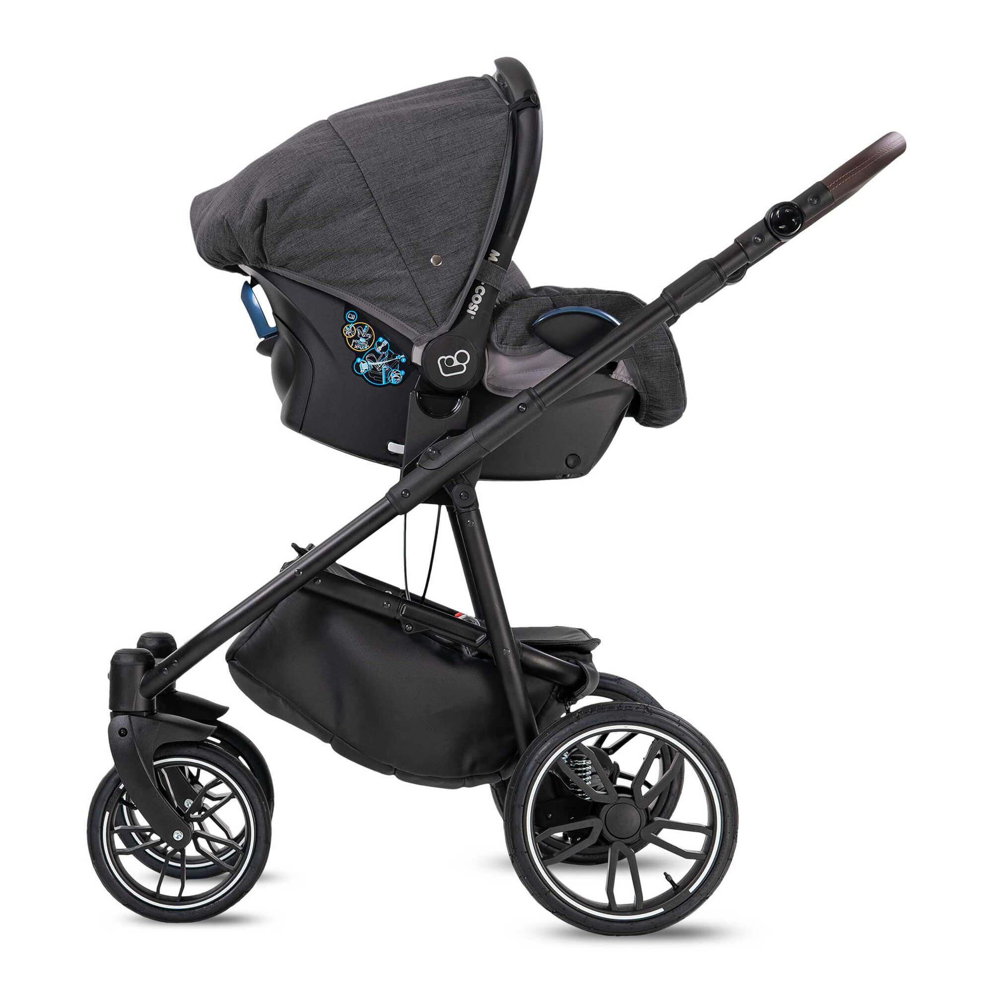 Bebebi Minigo Beat 2 in 1 Kombikinderwagen GEL Reifen, Anthrazit