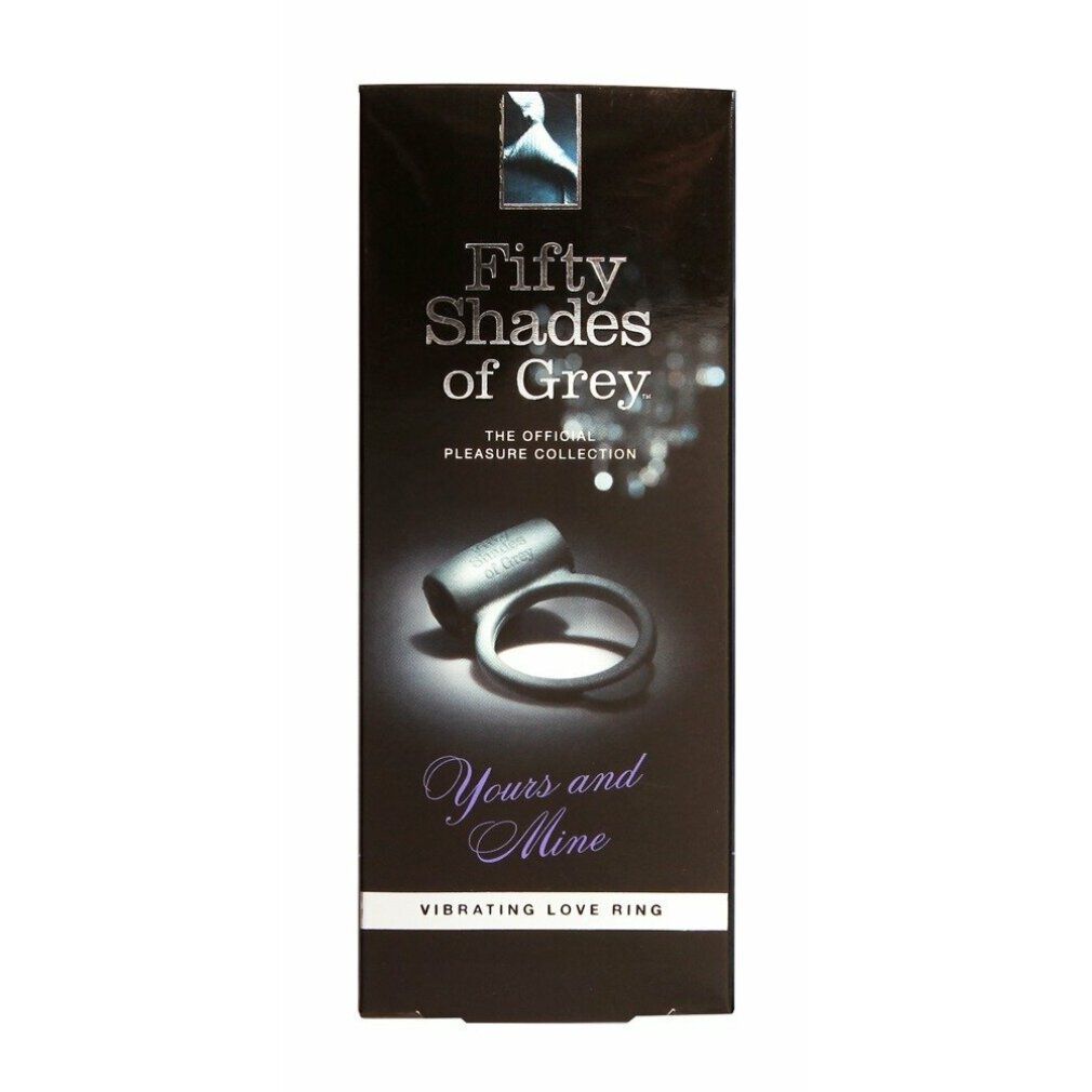 Verpackung mit Produktabbildung. Text: "Fifty Shades of Grey", "Yours and Mine", "Vibrating Love Ring".