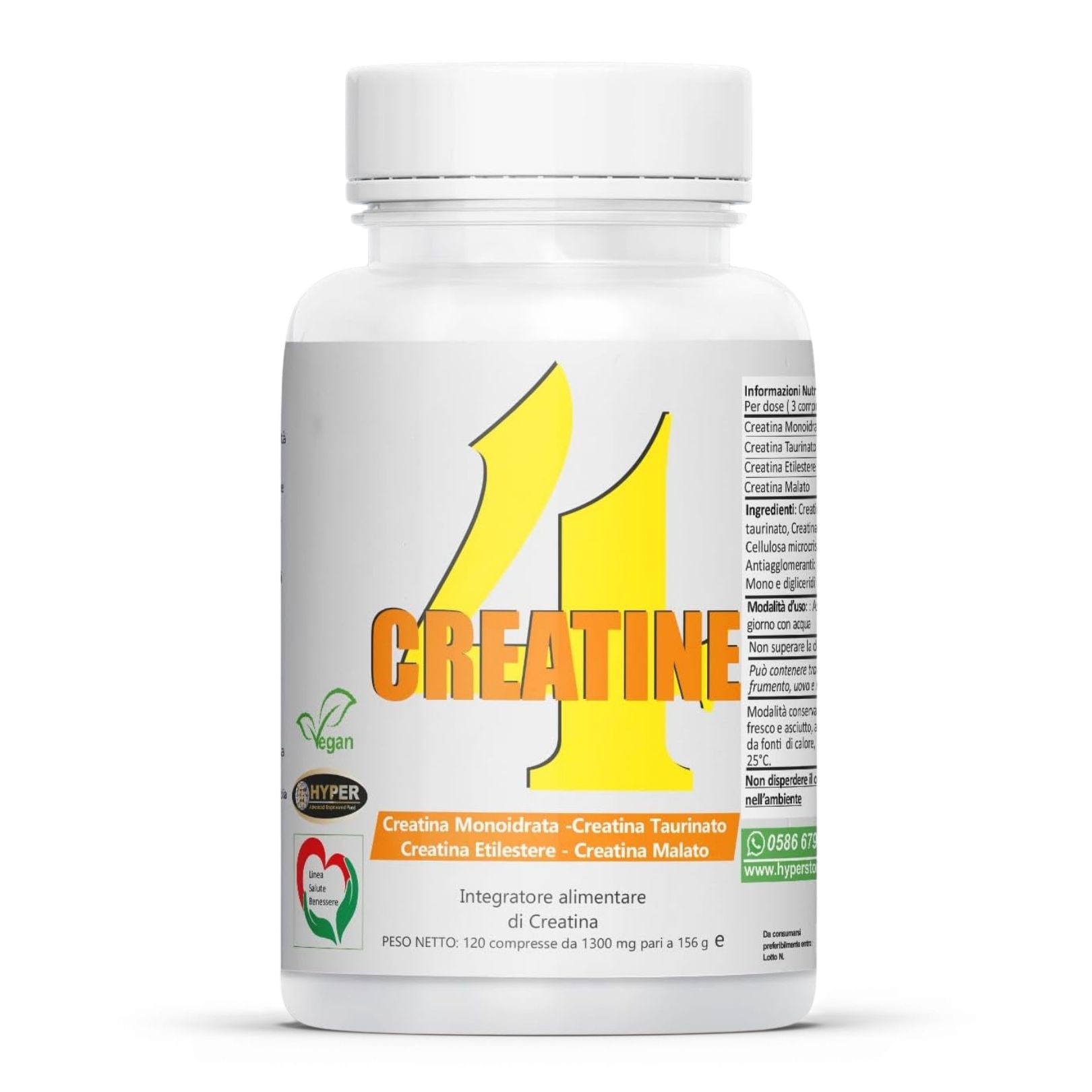 HYPER Four Creatine Creatina in Compresse Creatina Monoidrata, Creatina Malato, Creatina Taurinato