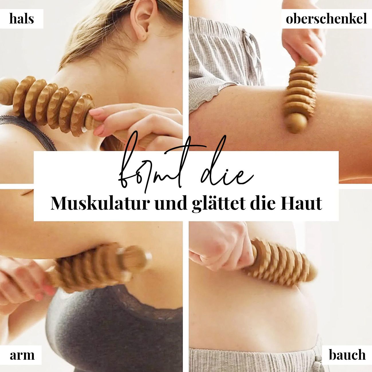 tuuli Massagegerät Rücken Nacken Schulter Massageroller Massage Roller aus Holz