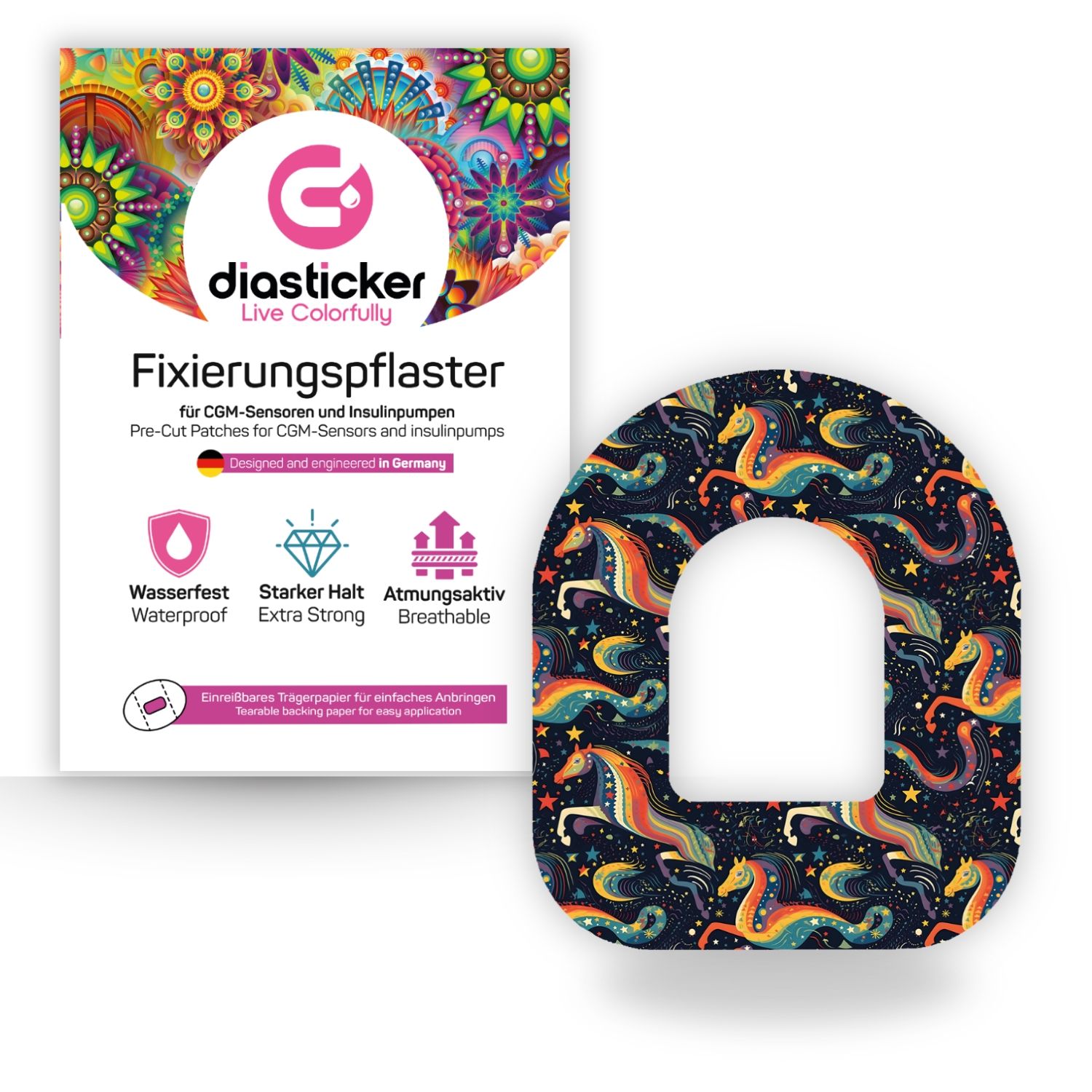 Diasticker® Omnipod Fixiertapes 'Starlight Horses' 5 St
