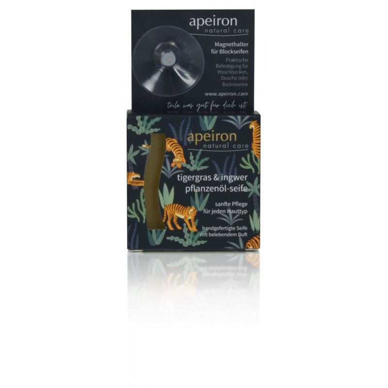 Apeiron - Geschenkset Tigergras-Seife & Seifenhalter
