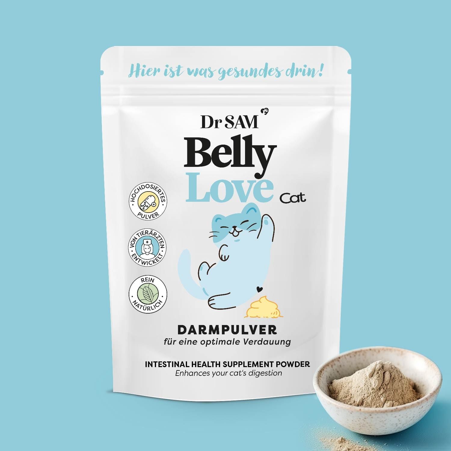 Dr. SAM BellyLove Cat - Hochdosiertes Darmpulver. Bringt Magen und Darm in Balance.