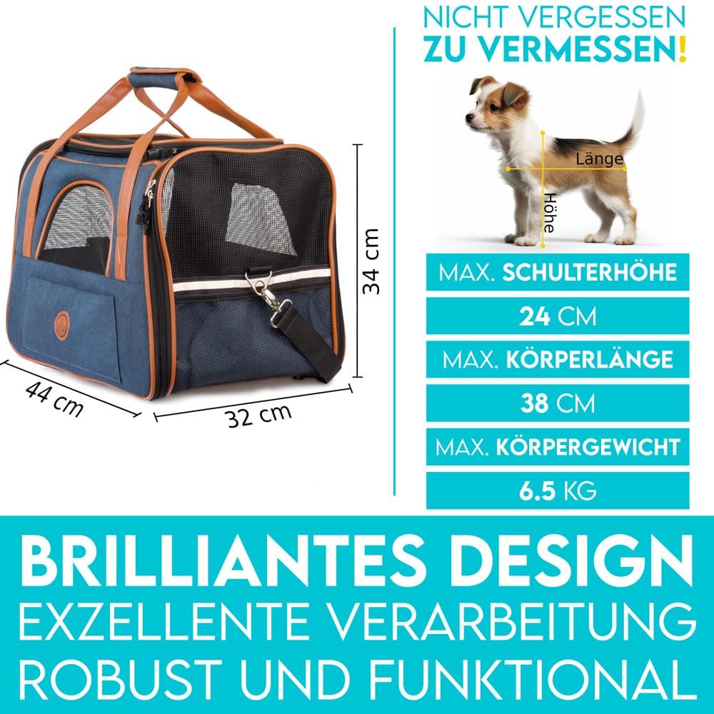 HUND IST KÖNIG® Hundetasche Katzentasche bis 6,5kg | robust & formstabil | faltbar & platzsparend