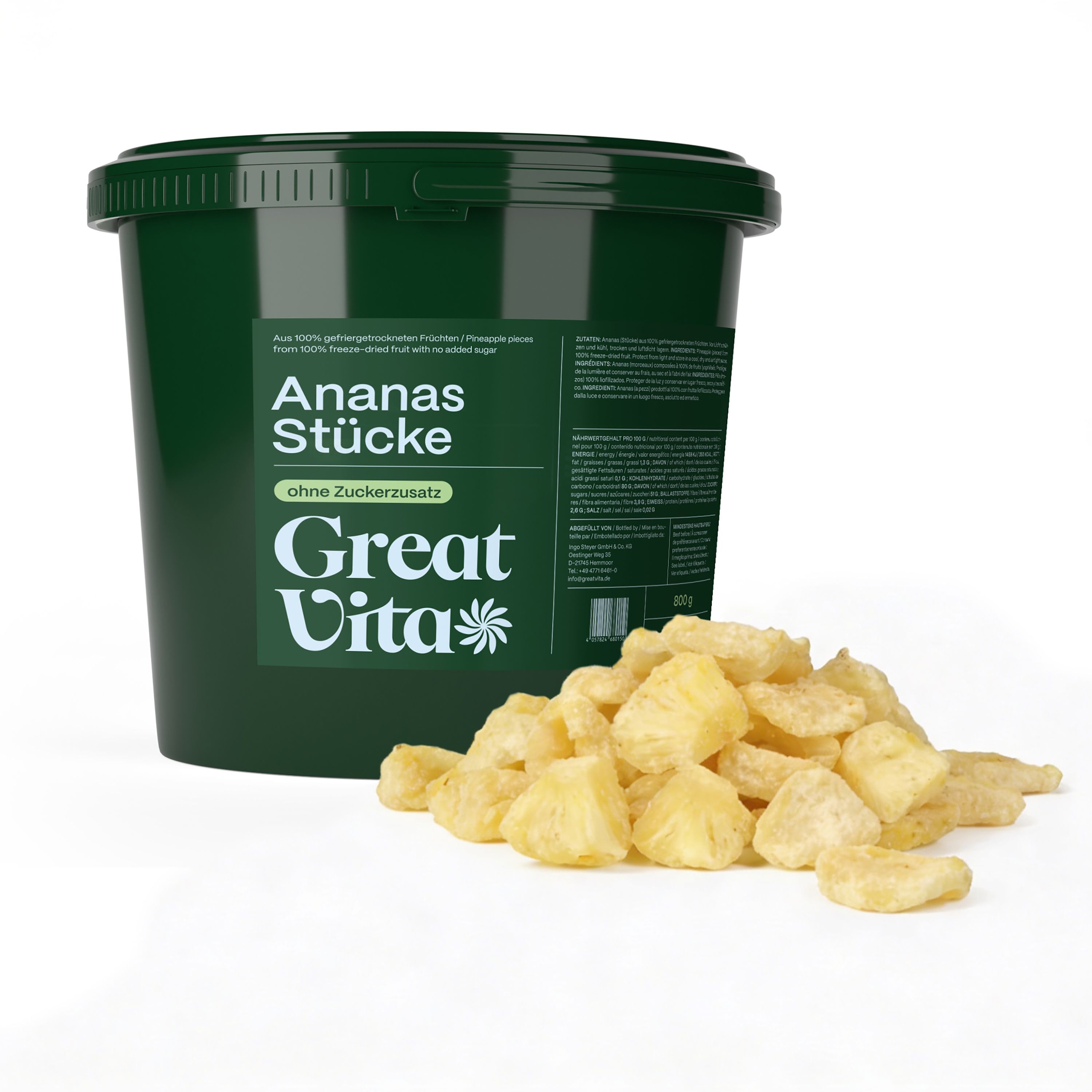 GreatVita gefriergetrocknete Ananasstücke 0,5 kg