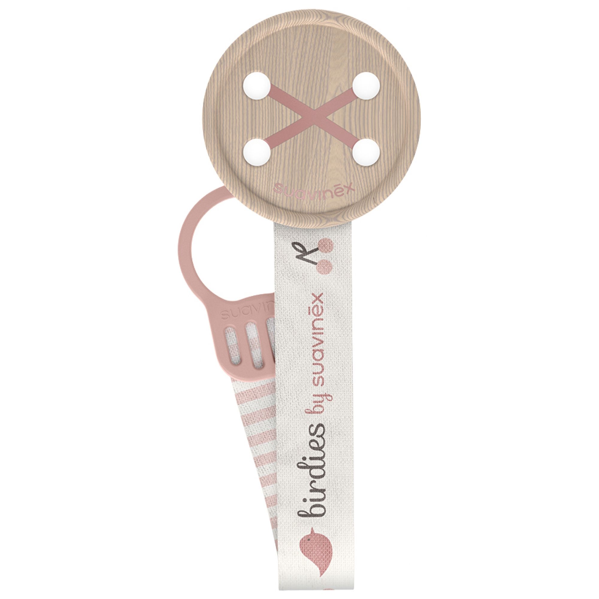 Suavinex Birdies Schnullerband-Schnullerkette 0 Monate und Mehr (Farbe : Rosa) 6,1x6,1x9,1 cm