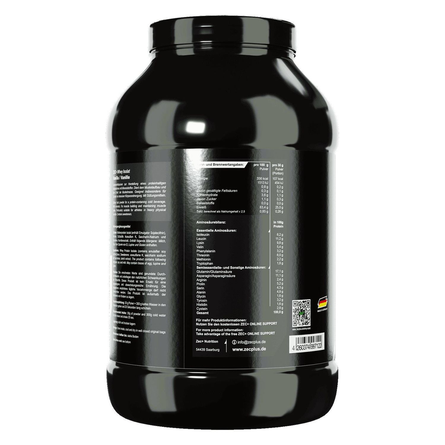 Zec+ Whey Isolat Protein/ Eiweiß Vanille 1000 g Pulver