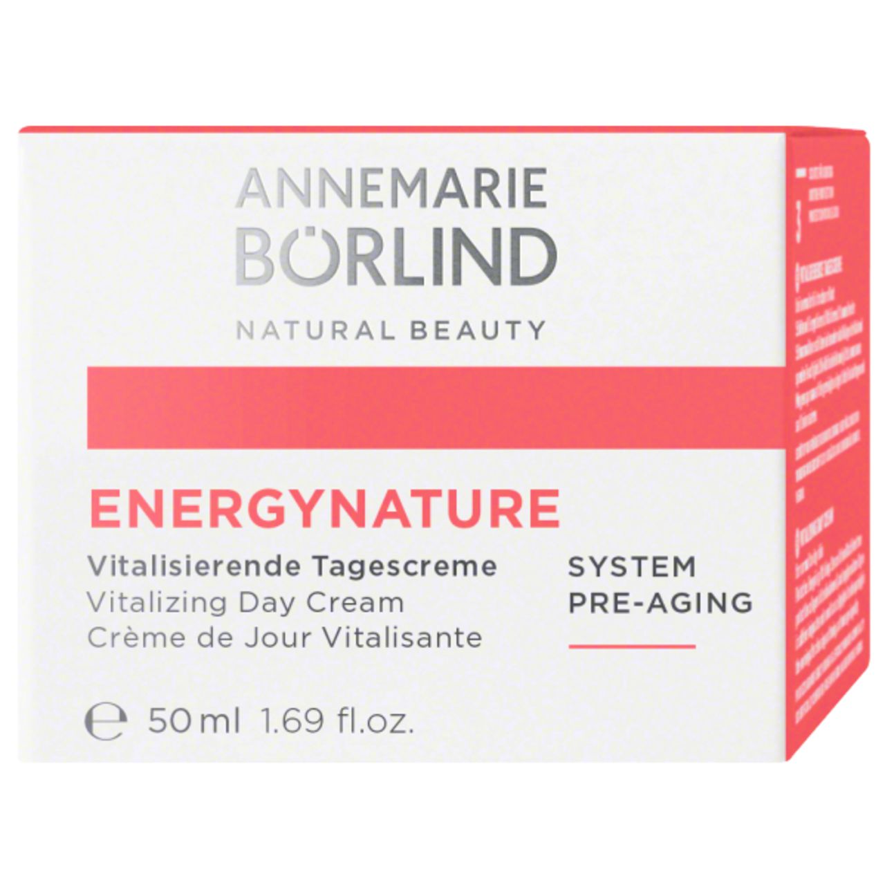 Karton mit Aufschrift ANNEMARIE BÖRLIND, ENERGYNATURE, Vitalisierende Tagescreme. 50 ml.