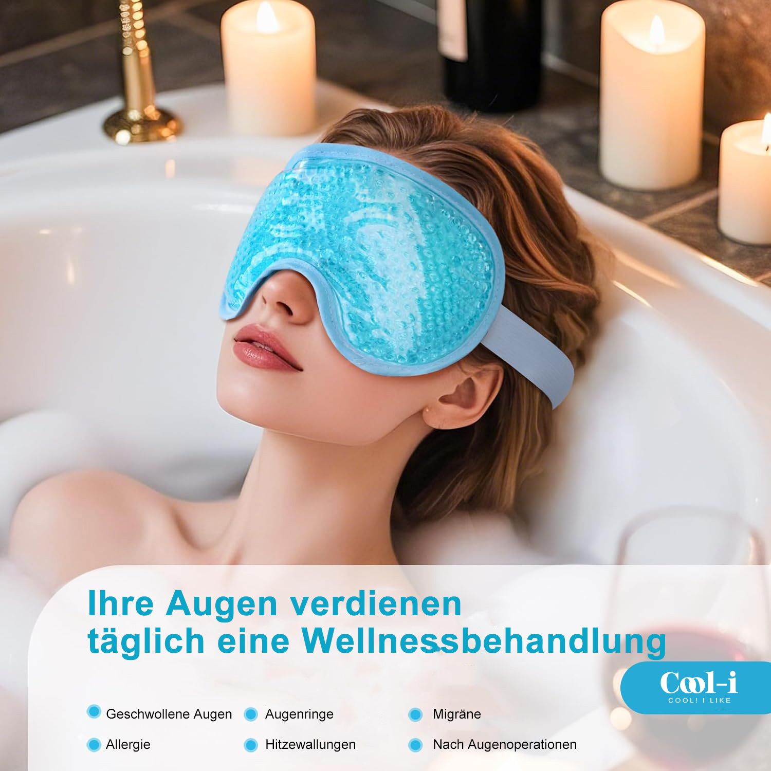 COOL-i Kühlende Gel Augenmaske,Wiederverwendbare Kompresse bei Schwellungen & Müdigkeit