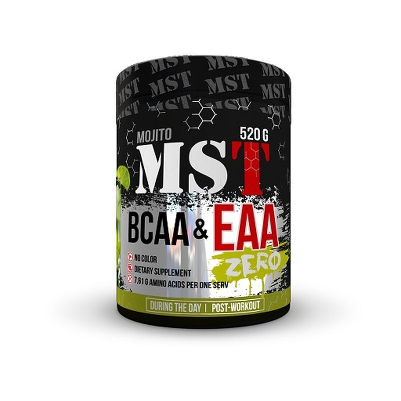 MST BCAA & EAA Zero Dose. Mojito-Geschmack. 520g. Keine Farbe. Nahrungsergänzungsmittel. 7,61g Aminosäuren.