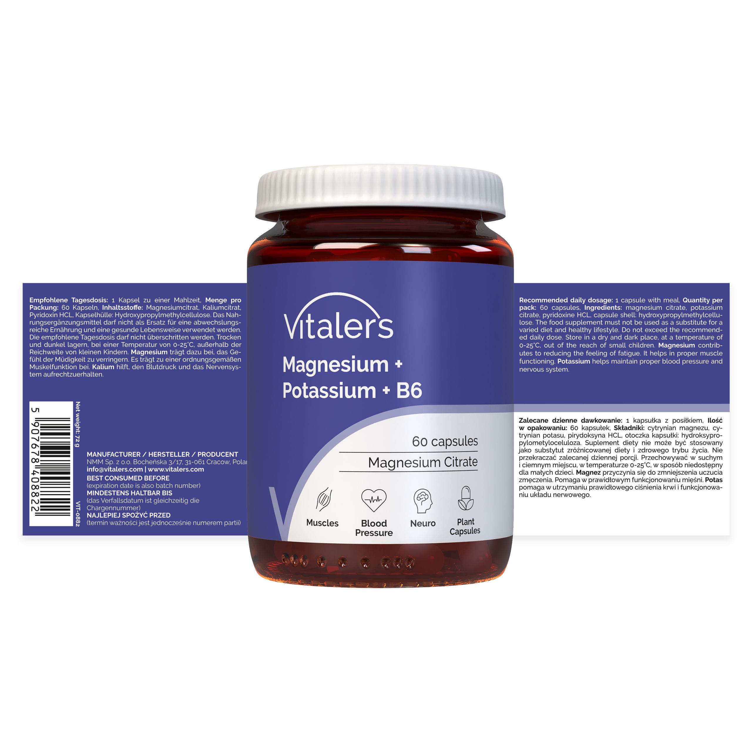 Vitaler’s Magnesium 100 mg + Kalium 150 mg + Vitamin B6 6 mg