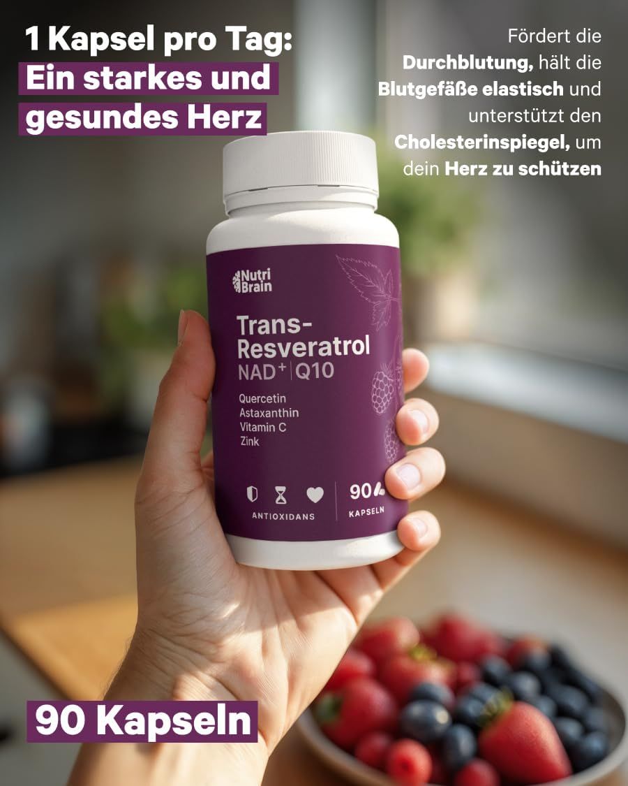 NUTRIBRAIN  Trans-Resveratrol, NAD⁺, Coenzym Q10 Kapsel
