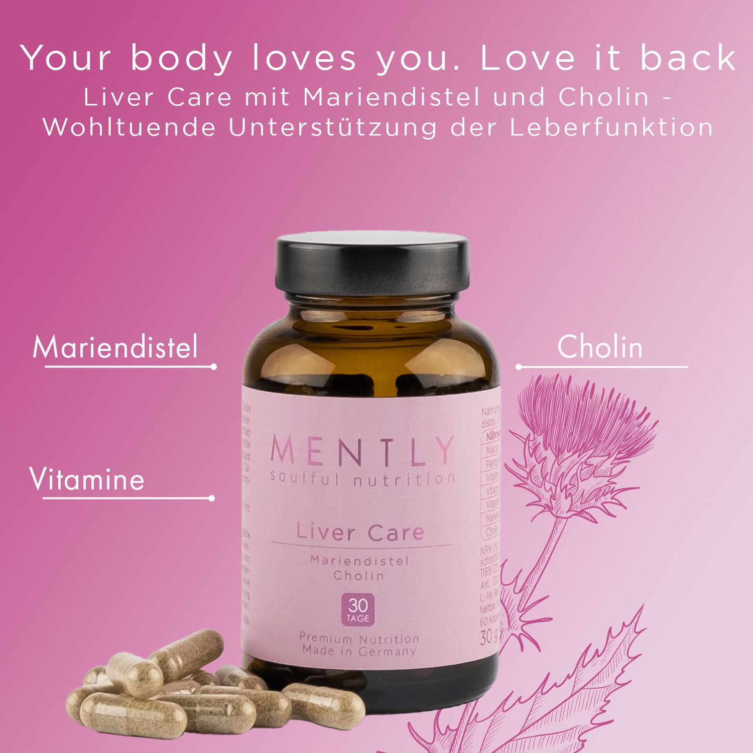 Mently Liver Care mit Mariendistel & Cholin 60 St Kapseln