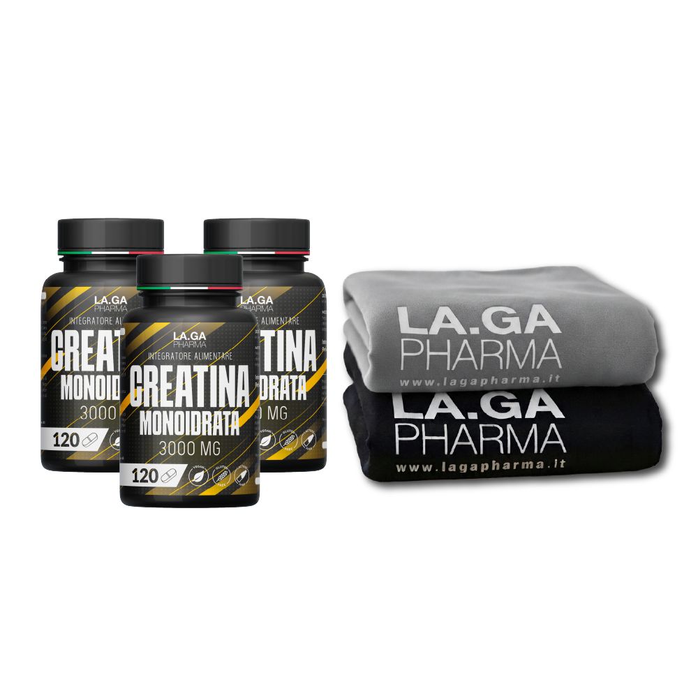 LA.GA Offerta Sport 3x Creatina Monoidrata + Asciugamano Omaggio