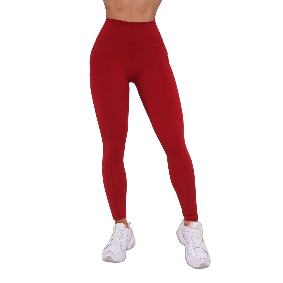 GymBeam Leggings Damen mit hoher Taille, Seitentaschen und Ignite Modell Dunkelrot
