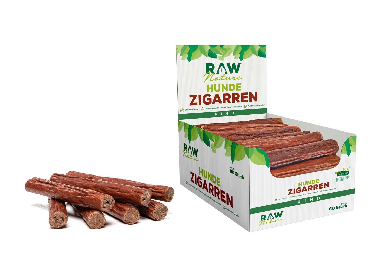 RAW Nature Hundesnack, Rind Hunde-Zigarren, Dörrfleisch Kausnack