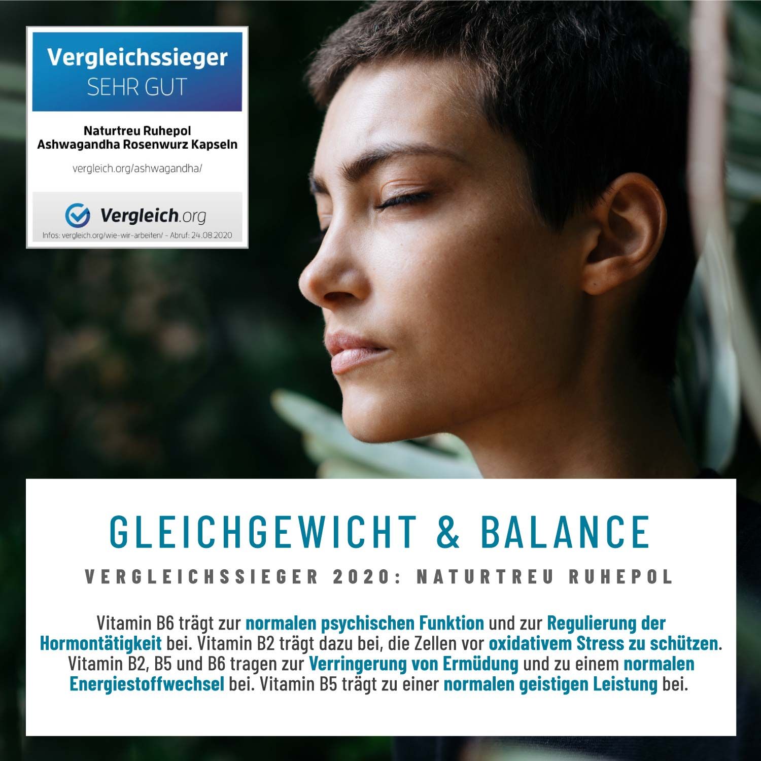 Anti Stress* Komplex mit Ashwagandha & Rosenwurz (Rhodiola Rosea Extrakt) - Ruhepol - NATURTREU®