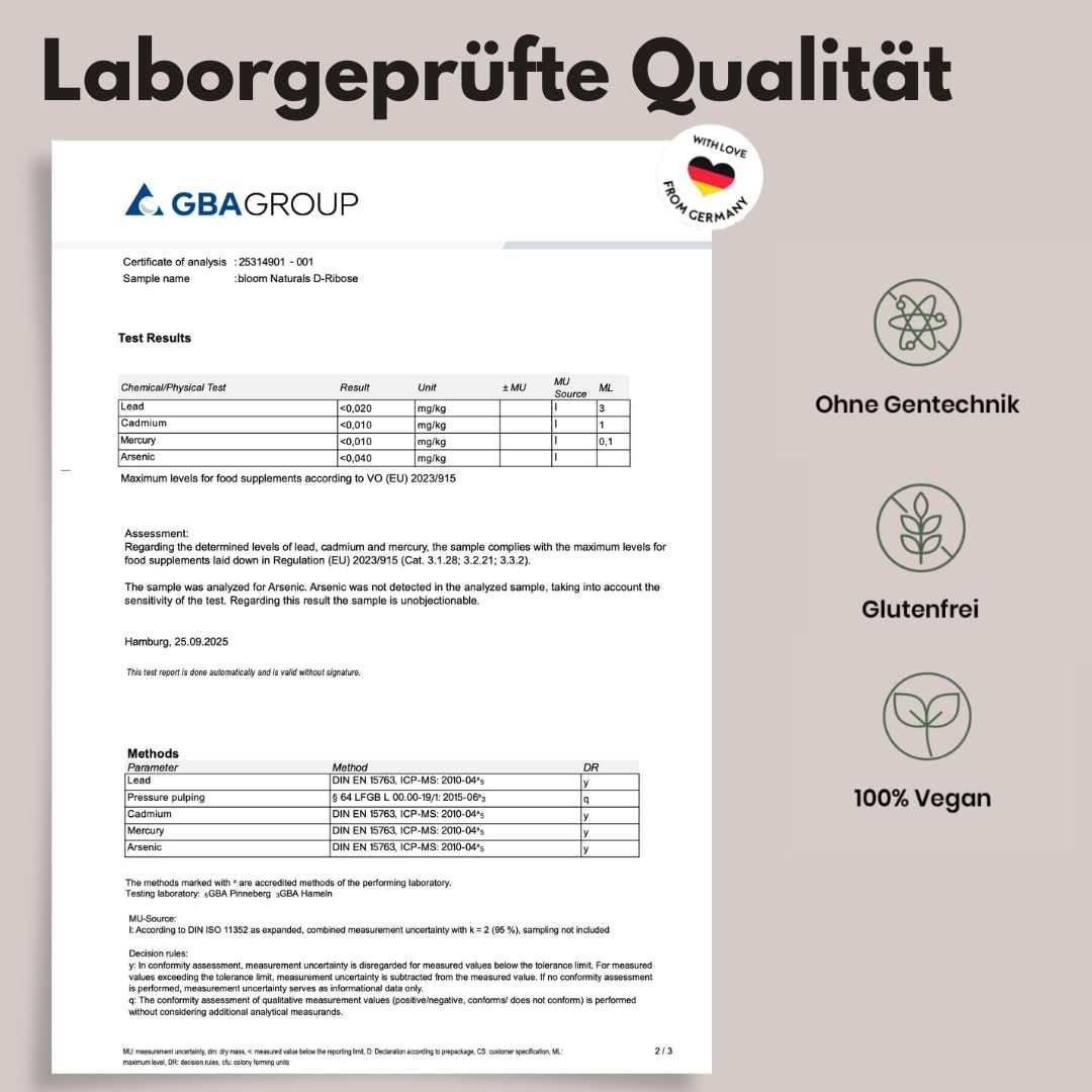 Bloom Naturals D-Ribose Pulver