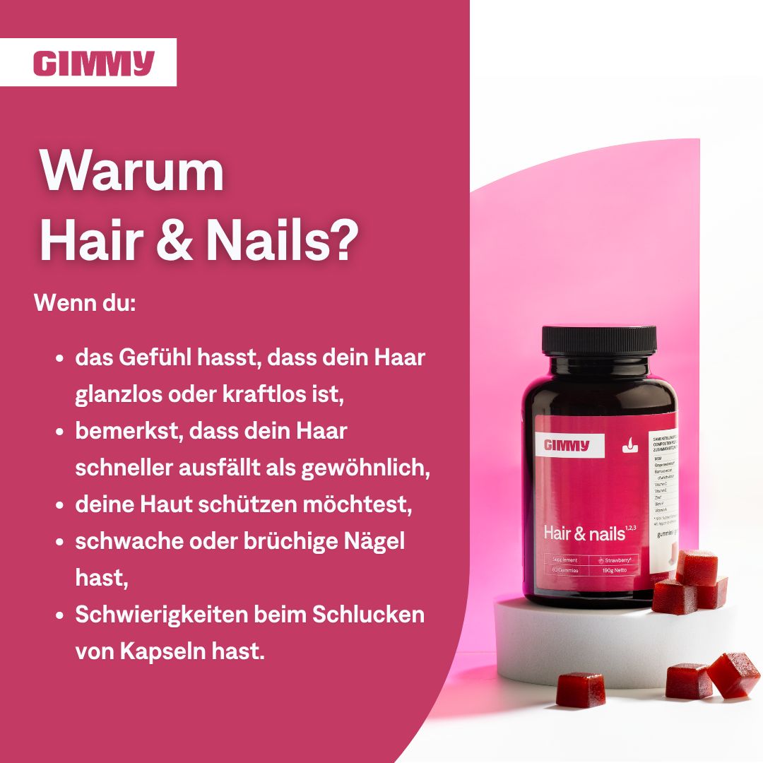 GIMMY Hair & Nails Gummies - Nahrungsergänzungsmittel für Haar und Nägel