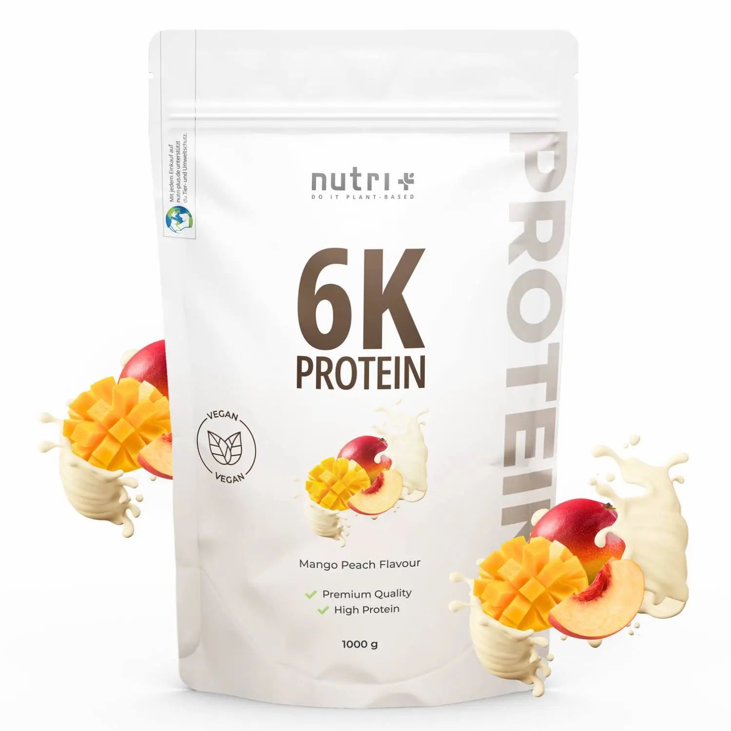 nutri+ 6K Eiweißpulver 1kg - Protein Shake ohne Whey
