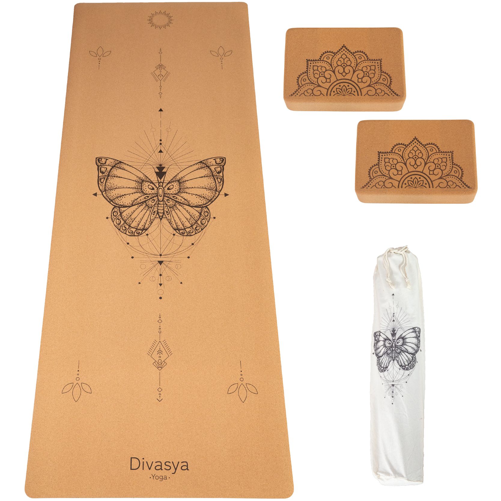 DIVASYA Kork Yogamatte Starter Set