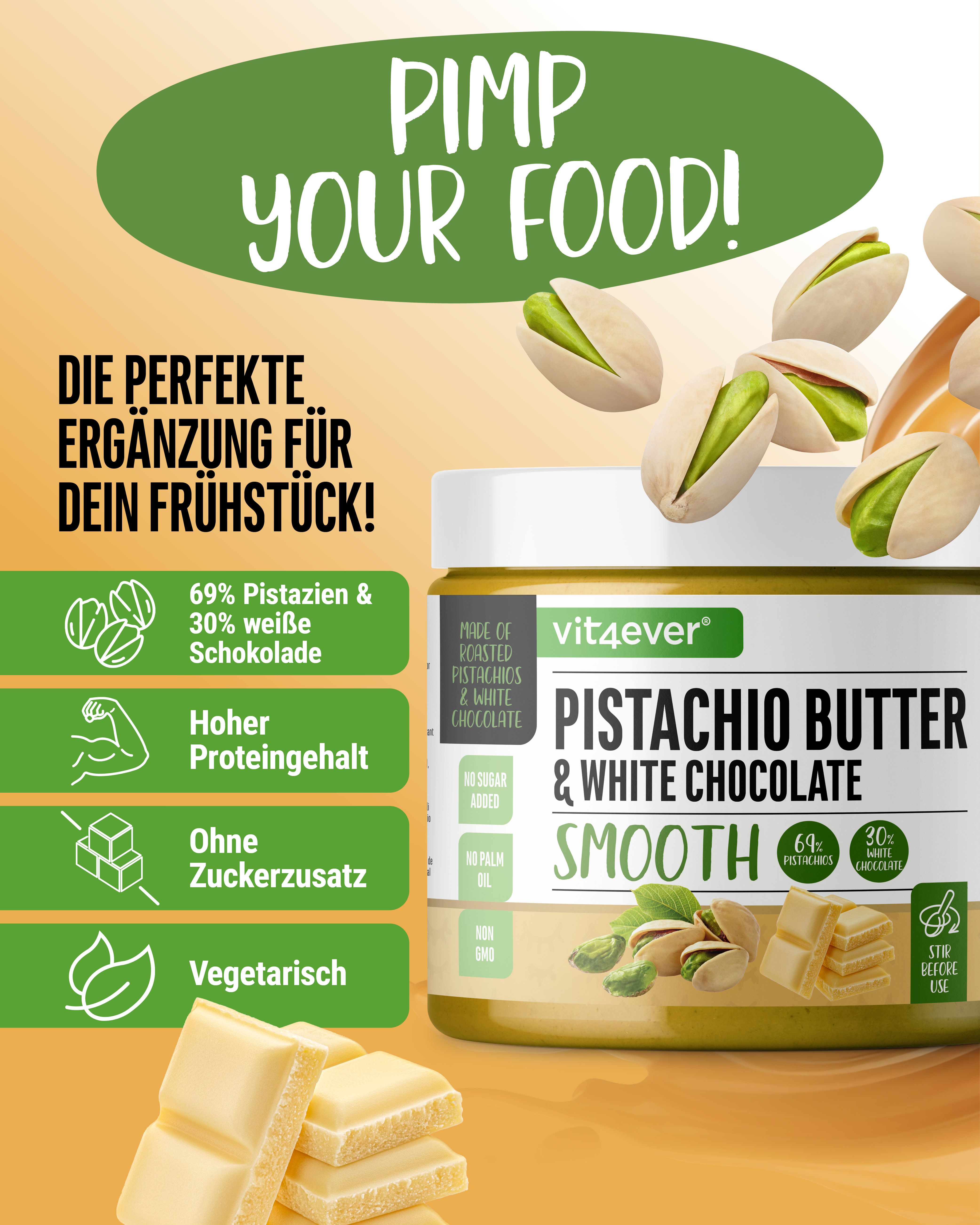 vit4ever Pistazien - Creme - Pistazie Weiße Schokolade