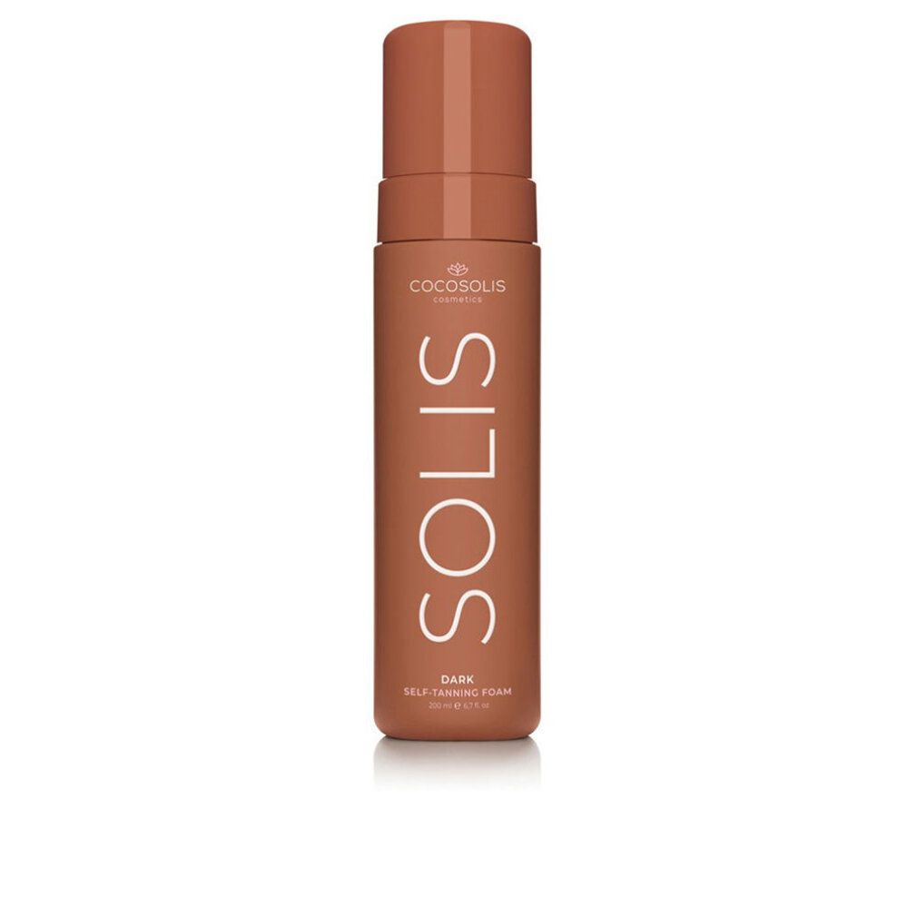 COCOSOLIS SOLIS Dark Selbstbräunungsschaum. Braune Flasche mit weißer Schrift.
