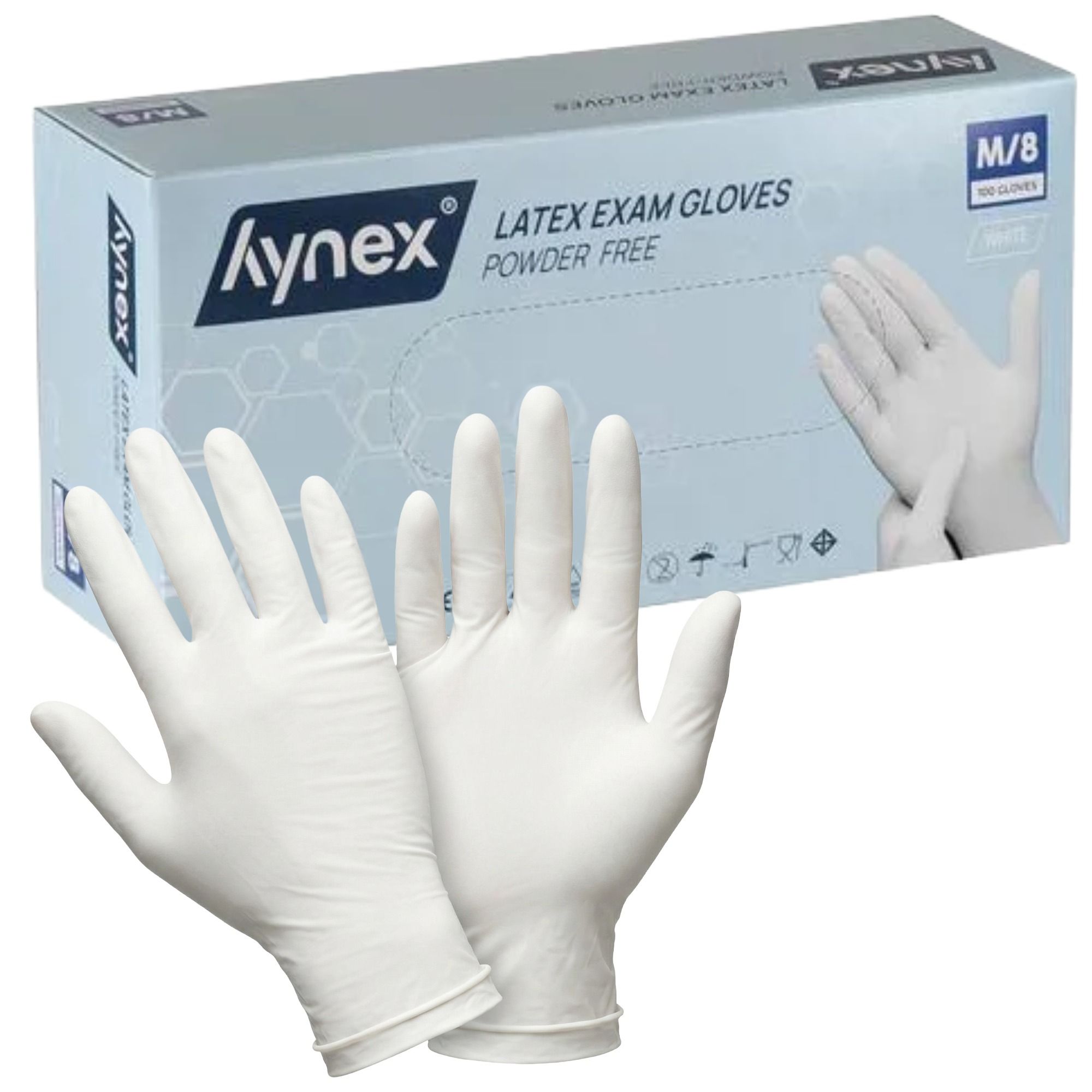 Hynex Latex med.Unt.Handschuh unste.puderfrei M 100 St Handschuhe
